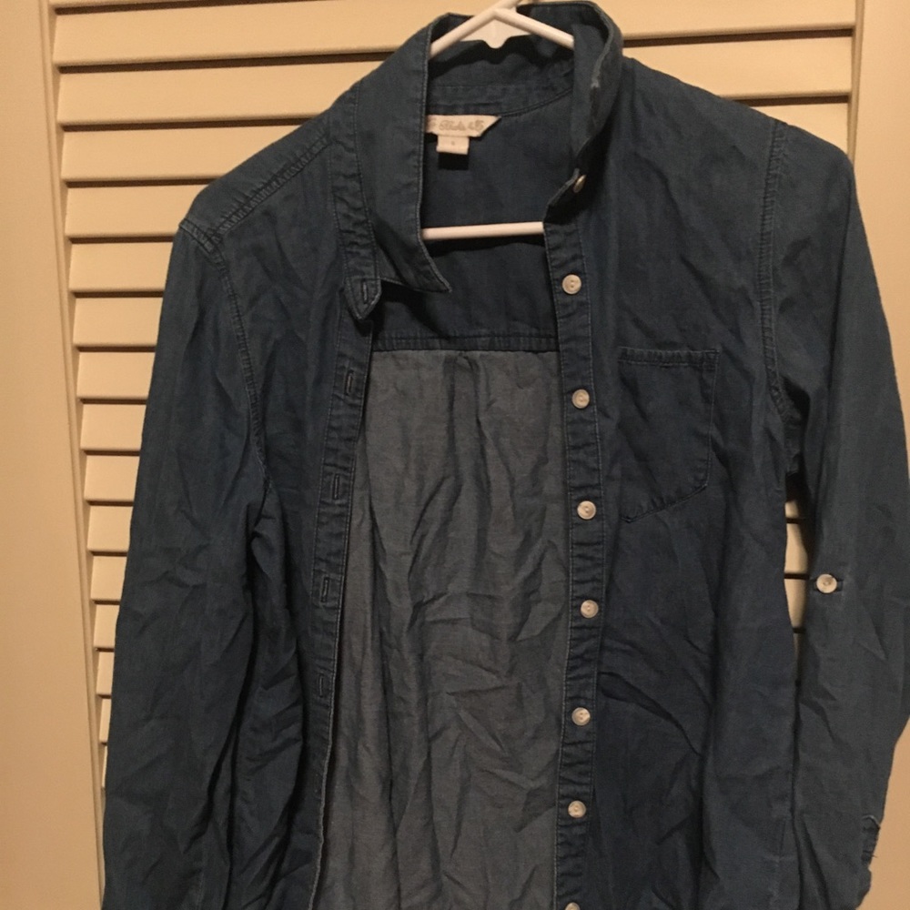 Denim flannel cover up jacket
